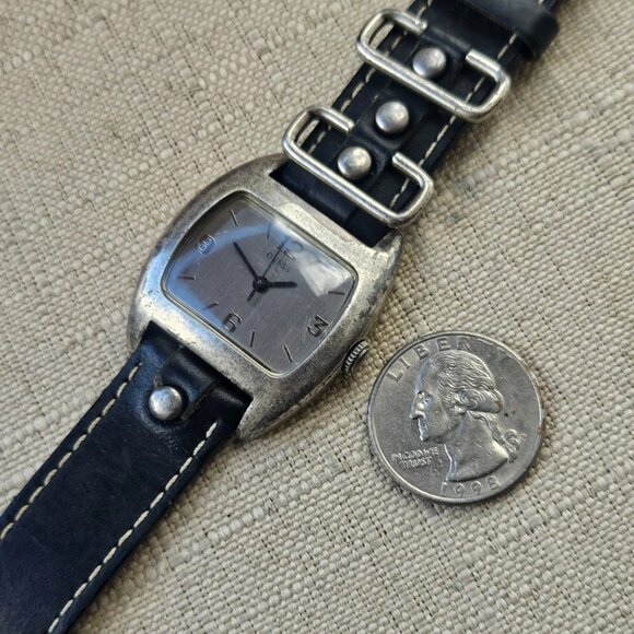 Guess Ladies Wrsitwatch Black Genuine Leather Strap Analog Quartz Wrist Watch - Picture 12 of 13